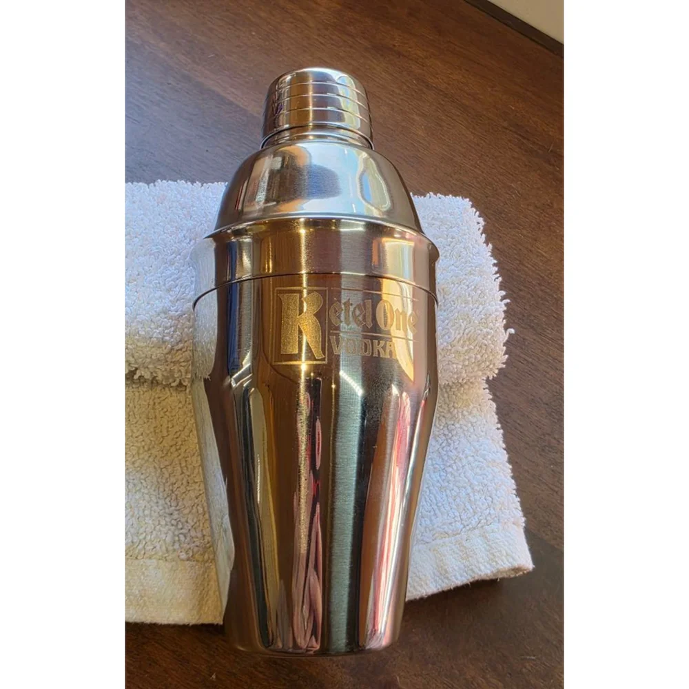 Jack Daniel's Stainless Steel Barrel Flask & Ketel One Cocktail Shaker Set